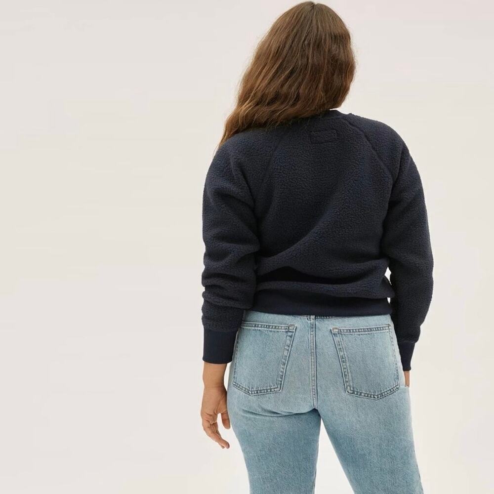 Everlane The ReNew Fleece Raglan Sweatshirt in Dark Navy Size S - Picture 5 of 9